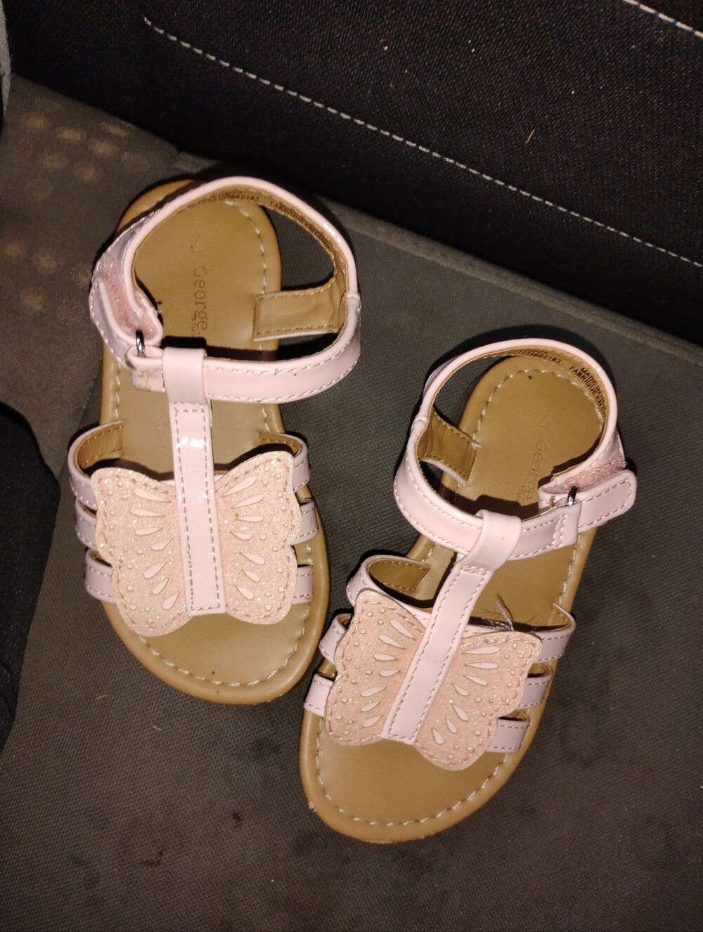 George Light Pink Butterfly T-Strap Toddler Girls' Sandals